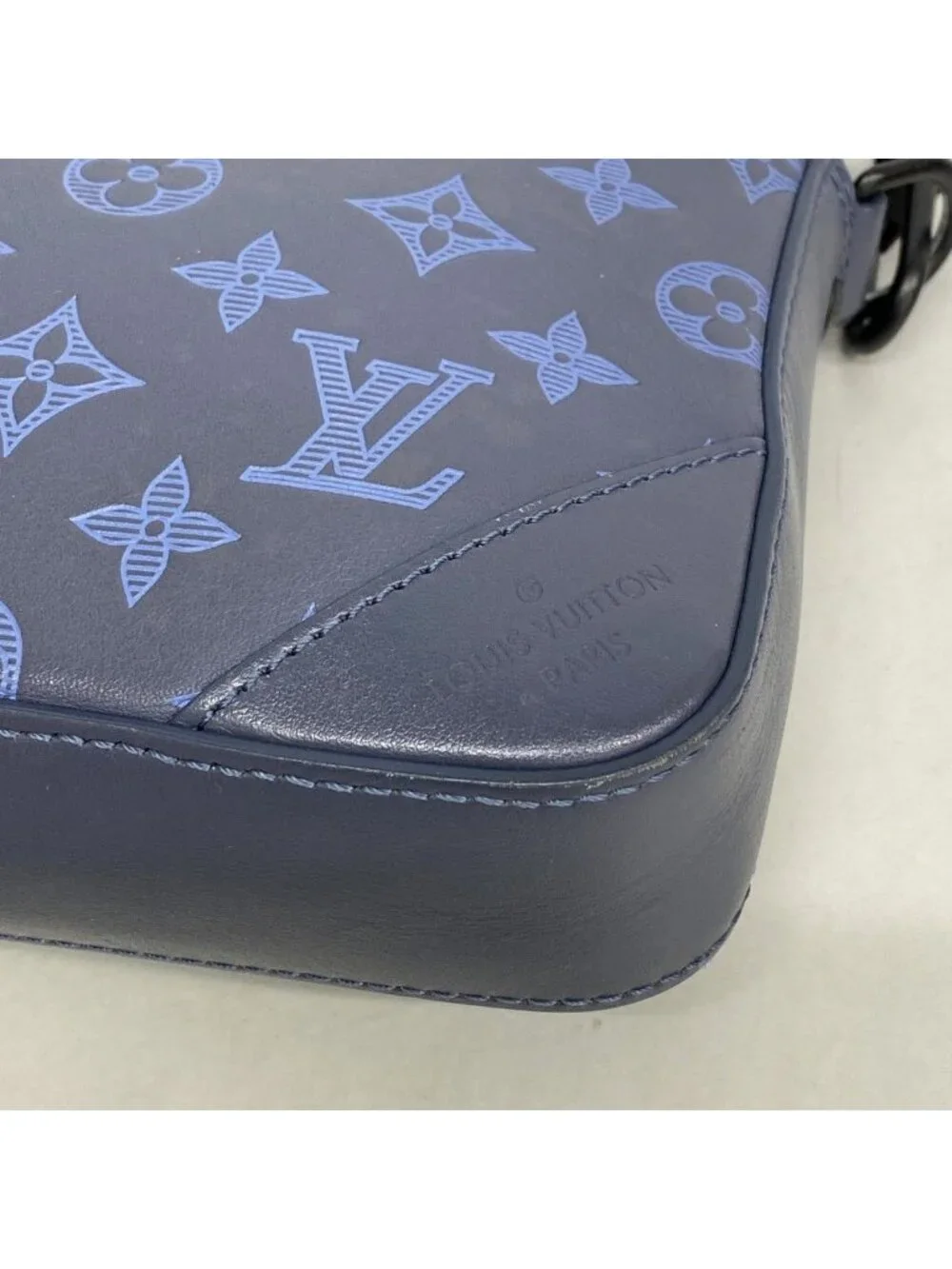 Louis Vuitton Shoulder Bag Monogram Shadow Duo Messenger Navy